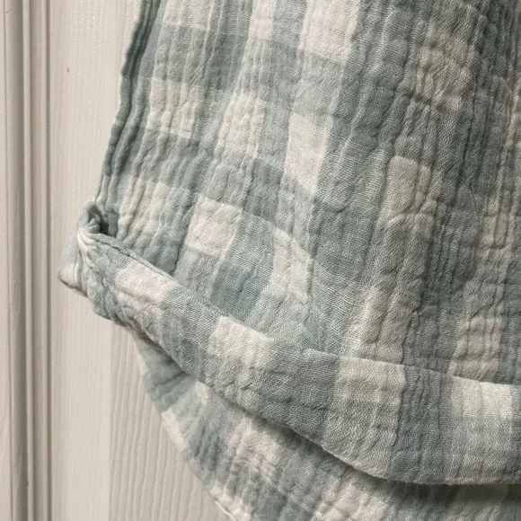 NWT: FREE PEOPLE Sunday Morning Boxer Aqua Gingham Size Large - Picture 7 of 9